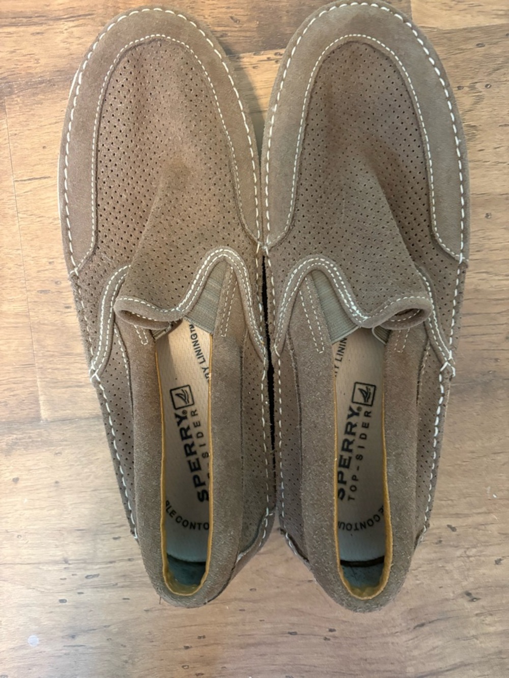 Sperry Brown Suede Perforated Slip-On Loafers